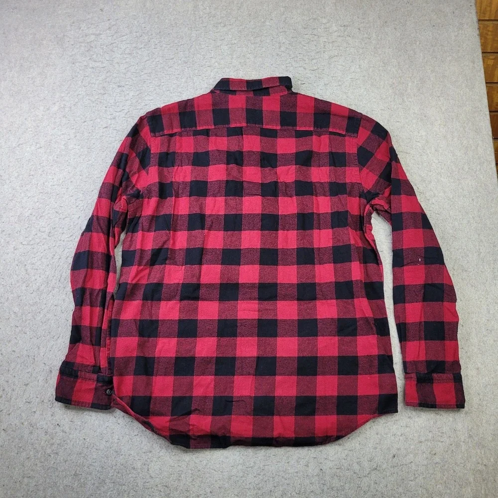 Banana Republic Standard Fit Shirt Men L Red Buffalo Check Long Sleeve Button Up